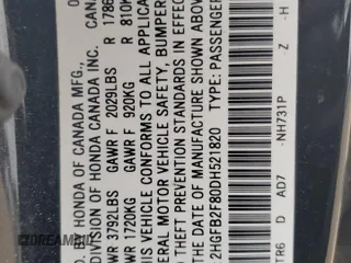2013 Honda Civic EX with VIN 2HGFB2F80DH521820, listed as a Copart auction lot 51419205 with 137,119 mi miles and Salvage Title. Bid and sale history available at DreamBid. Image 15.