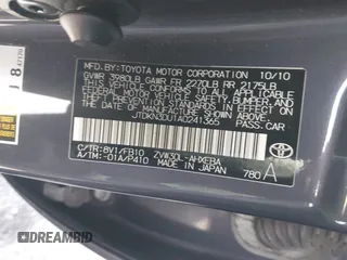 2010 Toyota Prius II with VIN JTDKN3DU1A0241365, listed as a IAAI auction lot 41923074 with 184,308 mi miles. Bid and sale history available at carsss.com. Image 9.