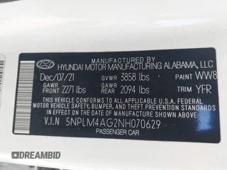2022 Hyundai Elantra SEL with VIN 5NPLM4AG2NH070629, listed as a IAAI auction lot 41799299 with 58,720 mi miles and . Bid and sale history available at DreamBid. Image 9.