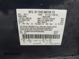 2017 Ford Explorer XLT with VIN 1FM5K7DH3HGD86498, listed as a IAAI auction lot 42002252 with 232,008 mi miles and . Bid and sale history available at DreamBid. Image 9.