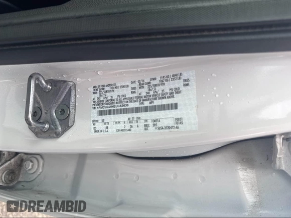 2014 Ford Escape Titanium with VIN 1FMCU9J94EUC63638, listed as a IAAI auction lot 42196241 with 198,112 mi miles and . Bid and sale history available at DreamBid. Image 9.
