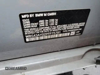 2023 BMW M3 Competition xDrive z VIN WBS43AY02PFP75791, wystawiony jako Copart lot #46810125 z przebiegiem Nie podano mil oraz Szkoda całkowita • Salvage title. Historia ofert i sprzedaży dostępna na DreamBid. Obrazek 14.