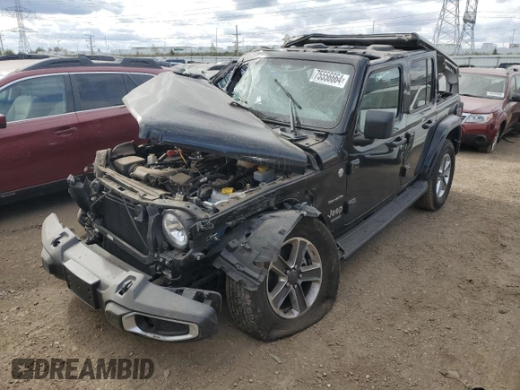 2022 Jeep Wrangler Unlimited Sahara Altitude with VIN 1C4HJXEG0NW241043, listed as a Copart auction lot 75556664 with Not provided miles and Salvage title. Bid and sale history available at DreamBid. Image 1.