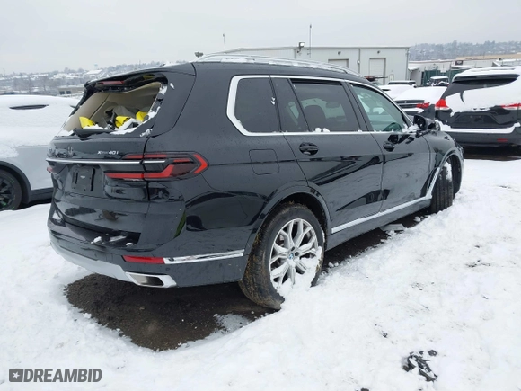 2023 BMW X7 xDrive40i with VIN 5UX23EM02P9P75041, listed as a IAAI auction lot 41563740 with 1 mi miles. Bid and sale history available at carsss.com. Image 4.