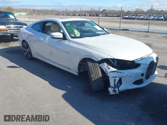 2024 BMW 4 Series 430i z VIN WBA53AP04RCN45331, wystawiony jako IAAI lot #41592661 z przebiegiem 10 078 mil mil oraz . Historia ofert i sprzedaży dostępna na DreamBid. Obrazek 1.