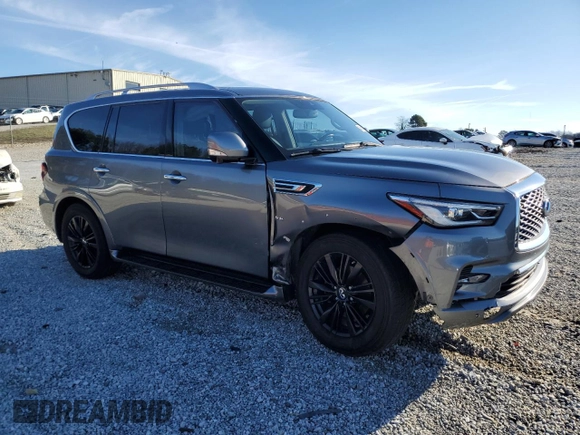 2019 Infiniti QX80 LUXE with VIN JN8AZ2NF2K9683793, listed as a Copart auction lot 45565415 with 63,650 mi miles and Salvage Title. Bid and sale history available at carsss.com. Image 4.
