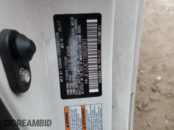 2017 Subaru BRZ Limited with VIN JF1ZCAC11H8604961, listed as a Copart auction lot 83597854 with 108,537 mi miles and Salvage title. Bid and sale history available at DreamBid. Image 12.