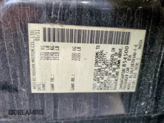 2011 Nissan Maxima SV with VIN 1N4AA5AP1BC854500, listed as a Copart auction lot 58921995 with 155,868 mi miles and Salvage title. Bid and sale history available at DreamBid. Image 12.
