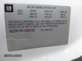 2007 Pontiac G6 GT with VIN 1G2ZH17N174253150, listed as a IAAI auction lot 42335192 with Not provided miles and . Bid and sale history available at DreamBid. Image 9.