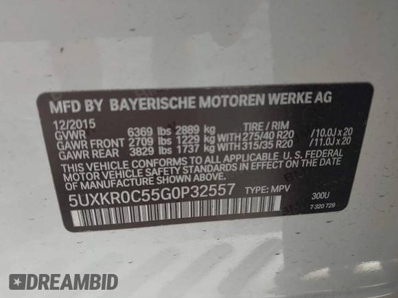 2016 BMW X5 xDrive35i z VIN 5UXKR0C55G0P32557, wystawiony jako IAAI lot #42235246 z przebiegiem 104 947 mil mil oraz . Historia ofert i sprzedaży dostępna na DreamBid. Obrazek 9.