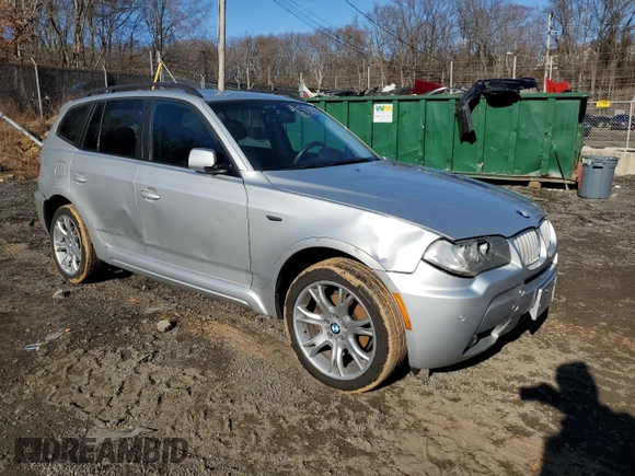 2008 BMW X3 3.0si with VIN WBXPC93448WJ20078, listed as a Copart auction lot 46501855 with 143,308 mi miles and Salvage Title. Bid and sale history available at DreamBid. Image 4.