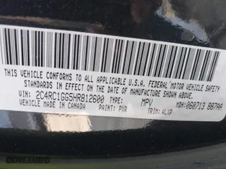 2017 Chrysler Pacifica Limited with VIN 2C4RC1GG5HR812600, listed as a IAAI auction lot 41747528 with 88,810 mi miles. Bid and sale history available at carsss.com. Image 9.