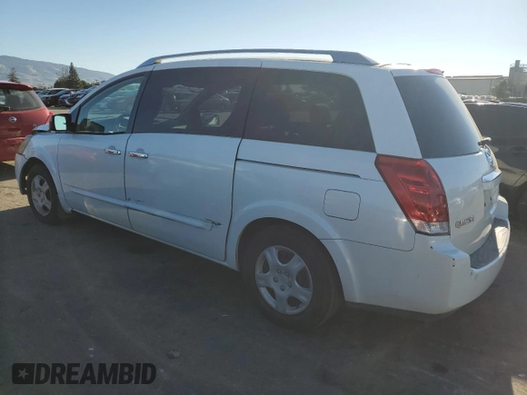 2007 Nissan Quest S with VIN 5N1BV28U77N119704, listed as a Copart auction lot 87555095 with 95,210 mi miles and Salvage Title. Bid and sale history available at carsss.com. Image 2.