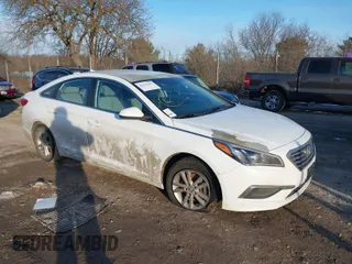 2017 Hyundai Sonata 2.4L with VIN 5NPE24AF8HH523016, listed as a IAAI auction lot 41235187 with 106,757 mi miles. Bid and sale history available at carsss.com. Image 1.