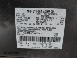 2017 Ford Explorer XLT с VIN 1FM5K8D87HGC06235, выставлен на аукционе IAAI как лот 42218384 с пробегом 191 635 миль миль и . История ставок и продаж доступна на DreamBid. Изображение 9.