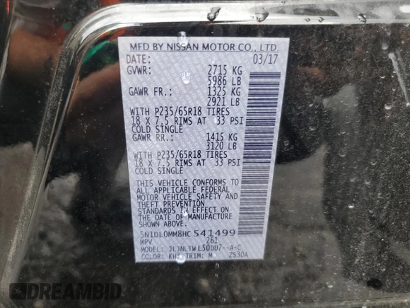 2017 Infiniti QX60 with VIN 5N1DL0MM8HC541499, listed as a Copart auction lot 79133544 with 112,333 mi miles and Salvage Title. Bid and sale history available at carsss.com. Image 15.