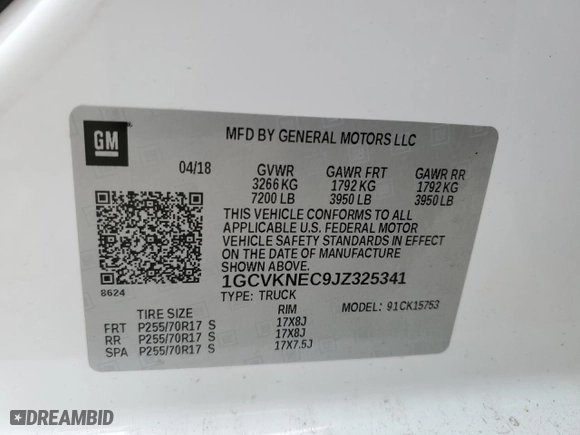 2018 Chevrolet Silverado 1500 Work Truck with VIN 1GCVKNEC9JZ325341, listed as a Copart auction lot 42306485 with 64,648 mi miles and Salvage Title. Bid and sale history available at carsss.com. Image 12.