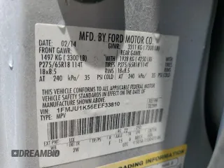 2014 Ford Expedition Limited with VIN 1FMJU1K56EEF33810, listed as a Copart auction lot 56986535 with 378,224 mi miles and Salvage title. Bid and sale history available at DreamBid. Image 14.