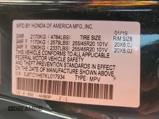 2019 Acura RDX w/A-Spec Pkg with VIN 5J8TC1H67KL017934, listed as a Copart auction lot 53737555 with 98,043 mi miles and Clean Title. Bid and sale history available at DreamBid. Image 14.