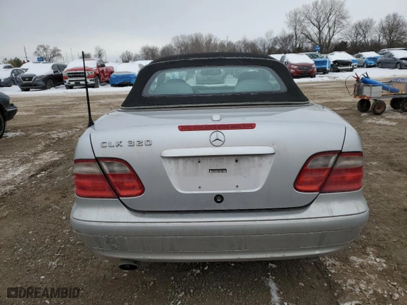 2002 Mercedes-Benz CLK-Class with VIN WDBLK65G42T128662, listed as a Copart auction lot 42185155 with 93,905 mi miles and Salvage Title. Bid and sale history available at carsss.com. Image 6.