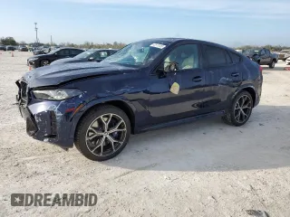 2025 BMW X6 M60i with VIN 5UX43EX01S9X19069, listed as a Copart auction lot 42613105 with 6,909 mi miles and Salvage Title. Bid and sale history available at carsss.com. Image 1.