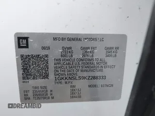 2019 GMC Acadia SLE with VIN 1GKKNSLS9KZ288333, listed as a IAAI auction lot 41272495 with 78,350 mi miles and . Bid and sale history available at DreamBid. Image 9.
