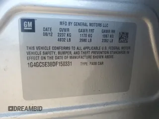2013 Buick LaCrosse Leather with VIN 1G4GC5E38DF150331, listed as a Copart auction lot 71027754 with 126,874 mi miles and Salvage Title. Bid and sale history available at carsss.com. Image 14.