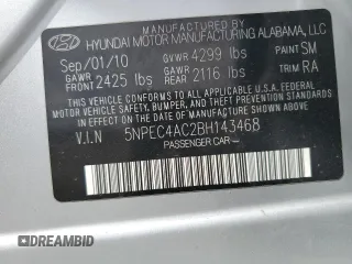 2011 Hyundai Sonata SE with VIN 5NPEC4AC2BH143468, listed as a Copart auction lot 49620285 with 115,343 mi miles and Salvage Title. Bid and sale history available at carsss.com. Image 14.