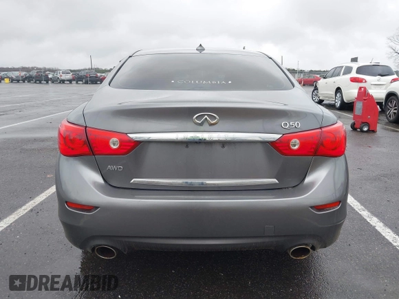 2014 Infiniti Q50 Premium with VIN JN1BV7AR7EM686881, listed as a IAAI auction lot 41812109 with 161,994 mi miles. Bid and sale history available at carsss.com. Image 16.