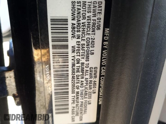2006 Volvo V50 2.5L Turbo with VIN YV1MJ682462205500, listed as a Copart auction lot 48192385 with 157,707 mi miles and Salvage Title. Bid and sale history available at carsss.com. Image 12.