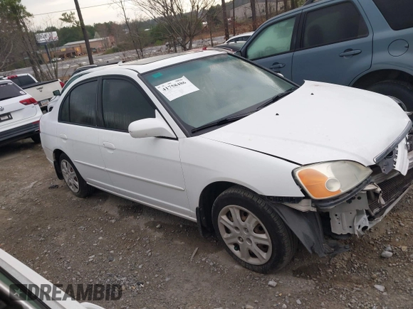 2003 Honda Civic EX with VIN 2HGES26783H624419, listed as a IAAI auction lot 41758486 with 206,177 mi miles. Bid and sale history available at carsss.com. Image 13.