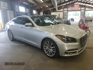 2018 Genesis G80 Ultimate with VIN KMHGN4JFXJU245842, listed as a Copart auction lot 62599064 with 9,567 mi miles and Salvage Title. Bid and sale history available at carsss.com. Image 4.