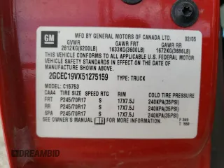 2005 Chevrolet Silverado 1500 LS z VIN 2GCEC19VX51275159, wystawiony jako Copart lot #57097135 z przebiegiem 178 673 mil mil oraz Szkoda całkowita • Salvage title. Historia ofert i sprzedaży dostępna na DreamBid. Obrazek 12.