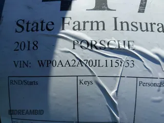 2018 Porsche Panamera z VIN WP0AA2A70JL115853, wystawiony jako IAAI lot #41714785 z przebiegiem Nie podano mil oraz . Historia ofert i sprzedaży dostępna na DreamBid. Obrazek 9.