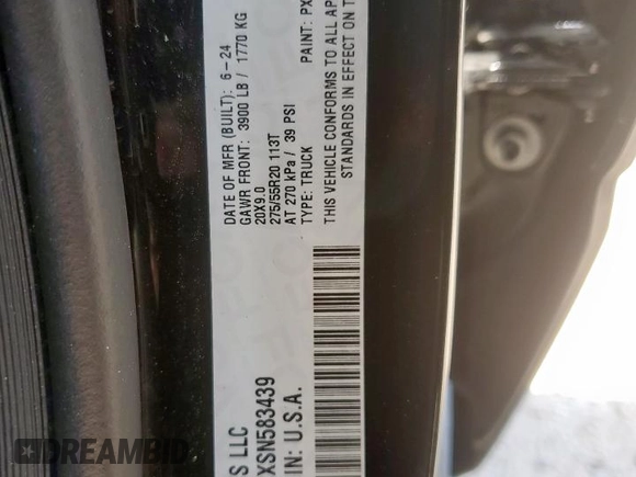2025 Ram 1500 with VIN 1C6SRFMPXSN583439, listed as a Copart auction lot 59518285 with 10,253 mi miles and Non repairable. Bid and sale history available at DreamBid. Image 12.