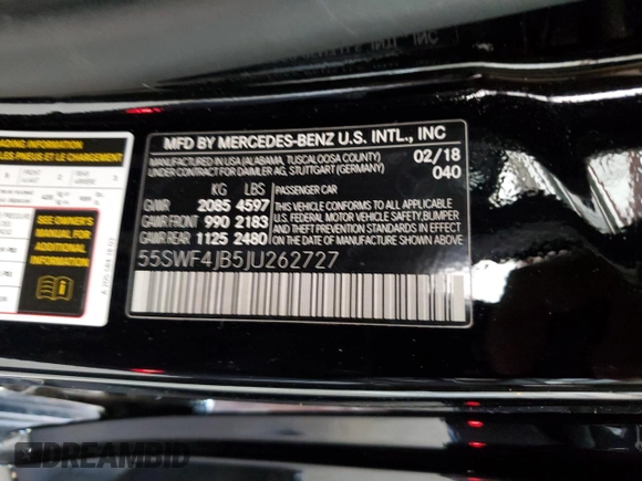 2018 Mercedes-Benz C 300 z VIN 55SWF4JB5JU262727, wystawiony jako Copart lot #57547835 z przebiegiem 80 786 mil mil oraz Szkoda całkowita • Salvage title. Historia ofert i sprzedaży dostępna na DreamBid. Obrazek 12.