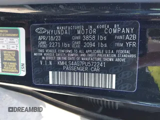 2023 Hyundai Elantra SEL with VIN KMHLS4AG7PU572241, listed as a IAAI auction lot 41489854 with 34,327 mi miles and . Bid and sale history available at DreamBid. Image 9.
