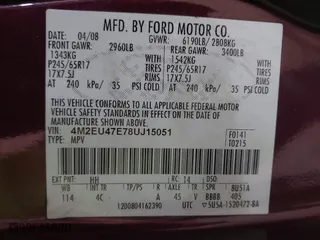 2008 Mercury Mountaineer with VIN 4M2EU47E78UJ15051, listed as a IAAI auction lot 42097054 with 158,546 mi miles. Bid and sale history available at carsss.com. Image 9.