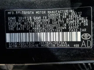2012 Toyota Corolla L with VIN 2T1BU4EE2CC877883, listed as a Copart auction lot 53095055 with 139,644 mi miles and Salvage Title. Bid and sale history available at carsss.com. Image 12.