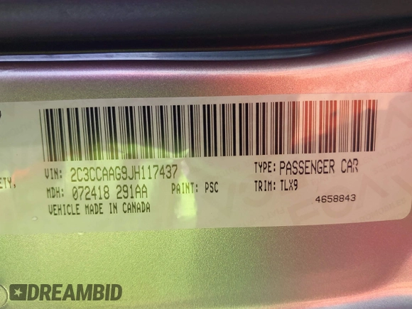 2018 Chrysler 300 Touring with VIN 2C3CCAAG9JH117437, listed as a IAAI auction lot 41213527 with 126,846 mi miles and . Bid and sale history available at DreamBid. Image 9.