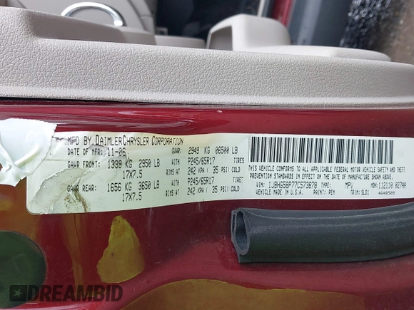 2007 Jeep Commander Limited с VIN 1J8HG58P77C573878, выставлен на аукционе IAAI как лот 41843633 с пробегом 154 584 миль миль и . История ставок и продаж доступна на DreamBid. Изображение 9.