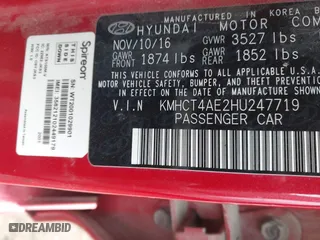 2017 Hyundai Accent SE with VIN KMHCT4AE2HU247719, listed as a IAAI auction lot 41590504 with 118,410 mi miles. Bid and sale history available at carsss.com. Image 9.