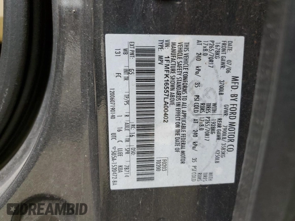 2007 Ford Expedition Max XLT z VIN 1FMFK16557LA00402, wystawiony jako Copart lot #43231965 z przebiegiem 148 550 mil mil oraz Szkoda całkowita • Salvage title. Historia ofert i sprzedaży dostępna na DreamBid. Obrazek 13.