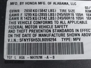 2020 Honda Pilot EX-L z VIN 5FNYF6H53LB059294, wystawiony jako IAAI lot #41910511 z przebiegiem 55 737 mil mil oraz . Historia ofert i sprzedaży dostępna na DreamBid. Obrazek 9.
