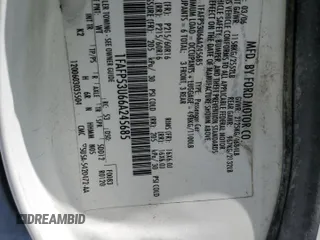 2006 Ford Taurus SE с VIN 1FAFP53U66A245685, выставлен на аукционе Copart как лот 53472415 с пробегом 100 110 миль миль и Списание • Salvage title. История ставок и продаж доступна на DreamBid. Изображение 13.
