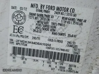2013 Ford Edge Limited with VIN 2FMDK3K94DBA10202, listed as a Copart auction lot 47554345 with 200,436 mi miles and Salvage Title. Bid and sale history available at carsss.com. Image 16.