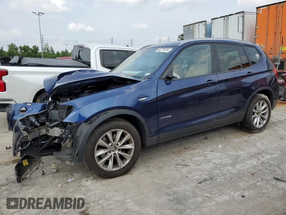 2017 BMW X3 xDrive28i with VIN 5UXWX9C59H0T14984, listed as a Copart auction lot 64771014 with 76,608 mi miles and Salvage Title. Bid and sale history available at DreamBid. Image 1.