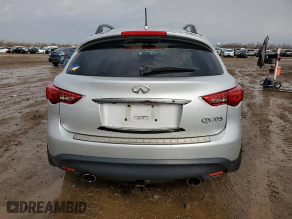 2016 Infiniti QX70 with VIN JN8CS1MW4GM400288, listed as a Copart auction lot 51423095 with 115,733 mi miles and Salvage title. Bid and sale history available at DreamBid. Image 6.