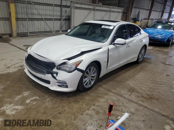 2015 Infiniti Q50 Premium z VIN JN1BV7AP1FM336551, wystawiony jako Copart lot #56077035 z przebiegiem 91 244 mil mil oraz Szkoda całkowita • Salvage title. Historia ofert i sprzedaży dostępna na DreamBid. Obrazek 1.
