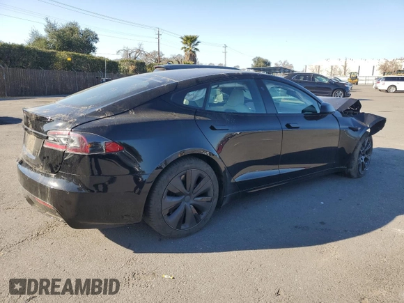 2022 Tesla Model S with VIN 5YJSA1E59NF460010, listed as a Copart auction lot 42797455 with Not provided miles and Salvage title. Bid and sale history available at DreamBid. Image 3.